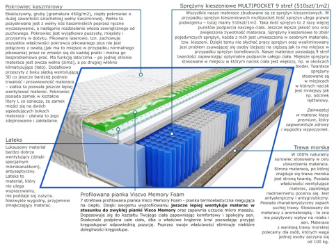 Materac Aisza Trawa Visco Molet Multipocket 150x210 cm